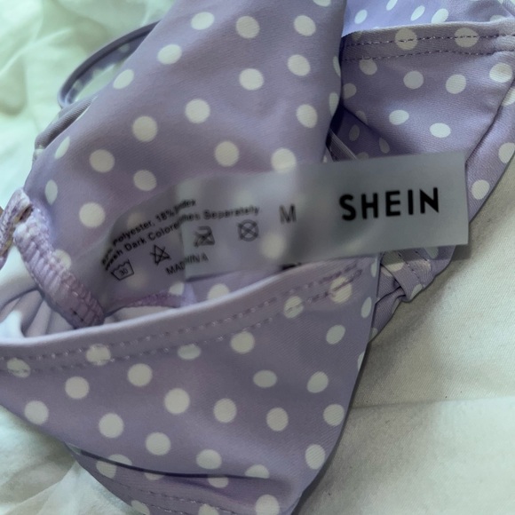 SOLD Purple bikini top with white polka dots size medium - Picture 3 of 3